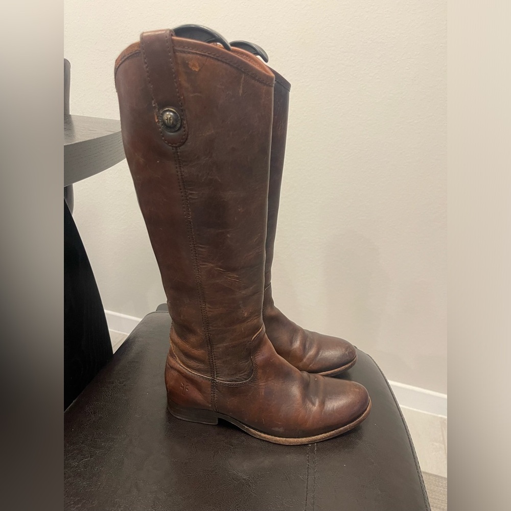 Frye Dark Brown Tall Leather Boots